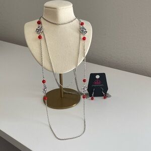 Silver Flower Long Necklace